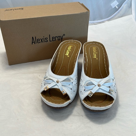 Alexis Leroy Women's Comfort Open Toe Slip on Wedge Sandals - Picture 1 of 13